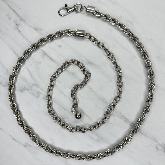 Silver Rope Chain Link Belt Y2K Festival One Size (OS) 27.25"-45" ✨ - Picture 1 of 14